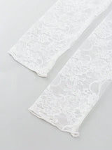 Chemisier en dentelle à col montant manches longues