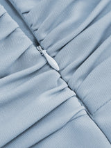 Robe Midi Asymétrique Unie Froncée Coupe Slim