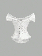 Top corset avec épaules dénudées et laçage