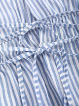 Blouse à manches évasées avec ceinture nouée et rayures