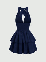 Robe mi longue taille haute à dos nu