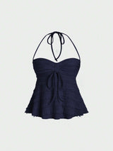 Débardeur camisole Y2K  col ras du cou et dos nu