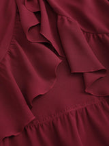 Jupe plissée longue rouge foncé style vintage