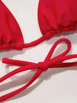 Ensemble bikini triangle col montant uni avec détail anneau