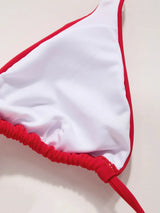 Ensemble bikini triangle col montant uni avec détail anneau
