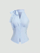 Blouse sans manches nœud à la taille