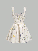 Robe mini évasée à volants et nœud