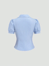 Blouse à col polo manches courtes bouffantes