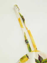 Robe Midi Cami en Coton Plissée Imprimé Citron à Lacets