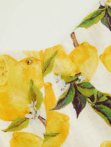 Robe Midi Cami en Coton Plissée Imprimé Citron à Lacets