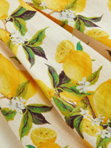 Robe Midi Cami en Coton Plissée Imprimé Citron à Lacets