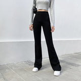 High Waist Slim Micro Flared Casual Pants