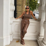 Wide Leg Leather Pants