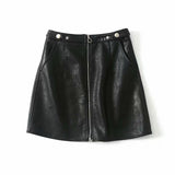 High Waist Slim Zipper PU Leather Skirt