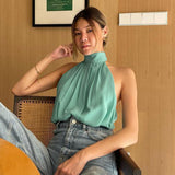 Temperament Halter Chiffon Solid Color