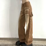 Brown High Waist Slimming Loose Straight-leg Pants