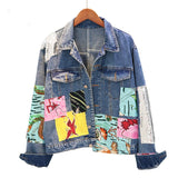 denim jacket cartoon print jacket
