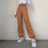 Retro corduroy lace-up slacks