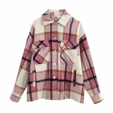 Ladies casual plaid shirt jacket