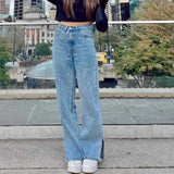 Slit Mopping Vintage Loose High Waist Jeans