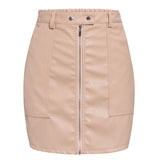 Leather short skirt solid color