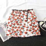 Floral strawberry high waist skirt