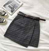 Plaid anti light high waist A-line skirt