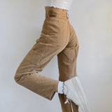 Retro Brown Drape High Waist Pants
