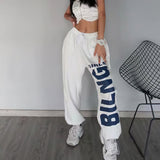 Thin Loose-fitting Letter Guard Pants