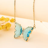 Crystal glass butterfly necklace