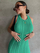 Casual Knitted Sleeveless Round Neck Dress