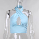 Sexy Cross Pleated Halter Top