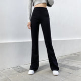 High Waist Slim Micro Flared Casual Pants