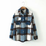 Lapel check wool coat