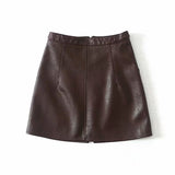 High Waist Slim Zipper PU Leather Skirt