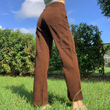 Retro Brown Drape High Waist Pants