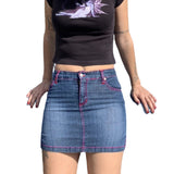 Butterfly Embroidery Slit Denim Hip Skirt