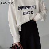 Small Letter Print Double Sided Hoodie High Waisted Skirt