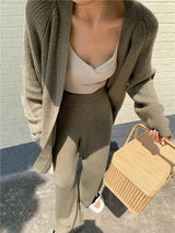 Knit Sweater & Straight Wide Leg Trousers Two peices