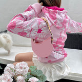 Sweet Student Zipper Print Hooded Sweater