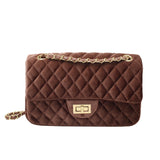Solid Color Velvet Quilted Bag