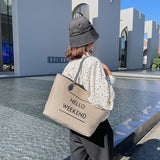 Canvas Fashion Printed Letters Large Capacity Shoulder Bag