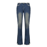 Low-waisted Raw Edge Flared Jeans