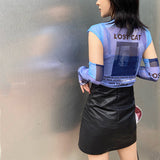 Temperament Close Fitting Printed Slim Shirt