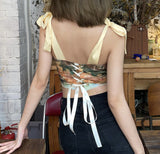 Short Oil Painting Printed Tank Top