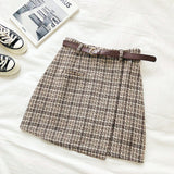 Plaid anti light high waist A-line skirt