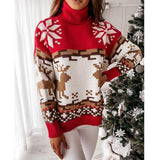 Turtleneck Christmas Jacquard Knitted Sweater