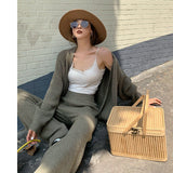 Knit Sweater & Straight Wide Leg Trousers Two peices