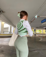 Simple Green Flared Slim Trousers