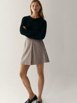 Autumn Winter A Line Houndstooth Skirt